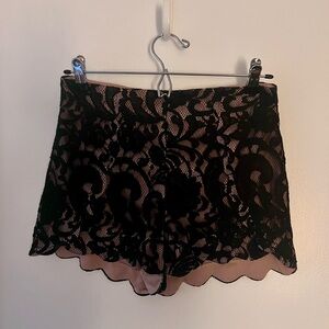 Black lace overlay shorts - size medium